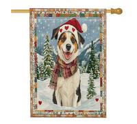 Drapeaux verticaux en lin pour maison de Noël Bretagne - 71,1 x 101,6 cm - Double face pour l'extérieur - Motif patchwork de Noël - Pour la maison et l'extérieur