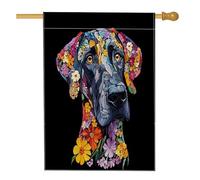 Drapeaux verticaux en lin pour maison, jardin, dogue allemand, 71,1 x 101,6 cm, double face pour l'extérieur, art floral floral, drapeau noir imprimé pour maison, animal domestique, extérieur