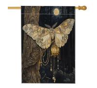 Drapeaux verticaux en toile de jute pour Halloween - 71,1 x 101,6 cm - Double face pour l'extérieur - Forêt magique fantastique - Petits drapeaux de pelouse, arbre scénique pour la maison ou
