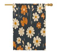 Drapeaux verticaux mignons et amusants sans couture pour l'extérieur, motif marguerites d'automne - 71,1 x 101,6 cm - Double face pour l'extérieur - Drapeau rétro à motif floral d'automne
