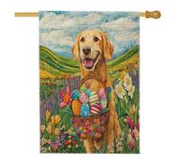 Drapeaux verticaux pour maison, jardin, jardin, printemps, Pâques, bretagne, 71,1 x 101,6 cm, double face pour extérieur, motif fleurs sauvages, chiot matelassé, décoration extérieure