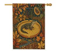 Drapeaux verticaux vintage en forme d'alligator d'automne pour cour, cour, 71 x 101,6 cm, double face pour l'extérieur, esthétique, forêt d'automne, feuille de lotus, drapeau imprimé pour la maison