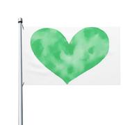 Drapeaux verts en forme de cœur avec œillets pour décoration d'intérieur ou d'extérieur - 91 x 152 cm