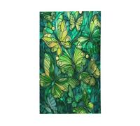 Drapeaux verts en verre teinté avec œillets pour décoration d'intérieur ou d'extérieur avec papillons verts 91 x 152 cm