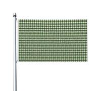 Drapeaux verts et blancs à motif damier pour maison, cour, 91 x 152 cm, bannière de vœux avec œillets, décoration d'intérieur ou d'extérieur