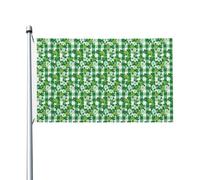 Drapeaux verts et blancs à motif floral pour cour, maison, 91 x 152 cm, bannière de vœux avec œillets pour décoration d'intérieur ou d'extérieur