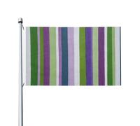 Drapeaux verts et violets pastel à rayures audacieuses pour maison, cour, maison, 91 x 152 cm, bannière de vœux avec œillets, décoration d'intérieur et d'extérieur