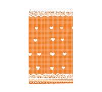 Drapeaux vichy orange 9,5 x 1,5 m en forme de cœur double face pour maison, cour, extérieur, intérieur, fête décorative