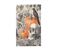 Drapeaux vintage botaniques pour Halloween, citrouilles, corbeau, crâne, cour, maison, bannière de vœux avec œillets, décoration d'intérieur et d'extérieur