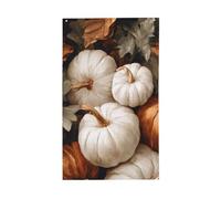 Drapeaux vintage citrouilles blanches et feuilles d'orange, 91 x 152 cm, bannière de vœux avec œillets, décoration d'intérieur ou d'extérieur