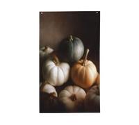 Drapeaux vintage citrouilles blanches et noires, 91 x 152 cm, bannière de vœux avec œillets, décoration d'intérieur ou d'extérieur