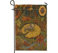 Drapeaux vintage d'automne axolotl pour jardin, cour, cour, jardin, vertical, 30,5 x 45,7 cm, double face pour l'extérieur, esthétique, feuille de lotus, petits drapeaux de pelouse, décoration