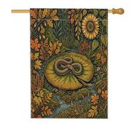 Drapeaux vintage d'automne en forme de serpent pour l'avant et la cour - 71,1 x 101,6 cm - Double face pour l'extérieur, esthétique - Feuille de lotus d'automne - Décoration d'intérieur et d'extérieur
