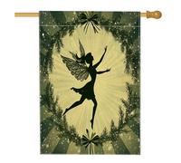 Drapeaux vintage de maison de fées Merry Christmas 71 x 101,6 cm pour l'extérieur, esthétique, rétro, standard, vertical, en lin, pour maison, vacances, Nouvel An, cour, arrière-cour