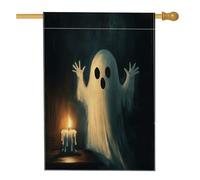 Drapeaux vintage d'Halloween fantômes de maison 71,1 x 101,6 cm double face, bougie effrayante effrayante standard, drapeaux de maison fantômes, drapeaux de jardin pour décoration extérieure