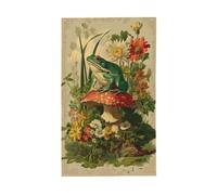 Drapeaux vintage en forme de grenouille verte sur champignon, 91 x 152 cm, bannière de vœux avec œillets, décoration d'intérieur ou d'extérieur