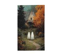 Drapeaux vintage fantômes sur le chemin de la forêt, 9,1 x 1,5 m, bannière de vœux avec œillets, décoration d'intérieur ou d'extérieur