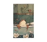 Drapeaux vintage grenouille relaxante dans la baignoire de la cour, maison, bannière de vœux de saison avec œillets, décoration d'intérieur et d'extérieur