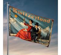 Drapeaux vintage pour dortoir universitaire Aventure des Alpes suisses : un voyage historique à travers le temps, drapeau étudiant, athlète, adolescent (60 x 90 cm)