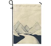 Drapeaux vintage simples de jardin de montagne 30,5 x 45,7 cm double face pour décoration extérieure, drapeau rétro des années 70, drapeau de maison en toile, esthétique pour extérieur, petit drapeau