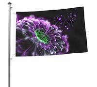 Drapeaux violets et verts phosphorescents de 90 x 60 cm avec œillets, mâts de drapeau de jardin personnalisés