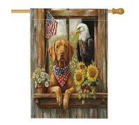 Drapeaux Vizsla du 4 juillet pour maison de chien, 71 x 101,6 cm, double face pour extérieur, 250 ans de ferme, drapeau vertical standard en toile pour maison, anniversaire patriotique avant cour