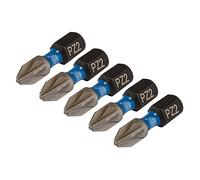 Draper 04951 Lot de 5 embouts de tournevis à percussion type PZ, n°2 x 25 mm, Bleu et Noir