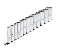 Draper 1.3cmD Profond Impérial Douille Set sur Un Métal Rail 13 Pièce 3/8