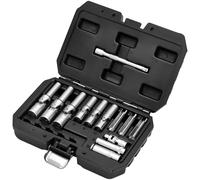 Draper 12397 Mince Mural Psg Brillant Prise Set, 1cm & 0.6cm Carré Clé 18 Pièce