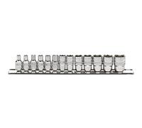 Draper 16487 carré conducteur 1/10,2 cm douilles métriques sur rail en métal, 13 pièces