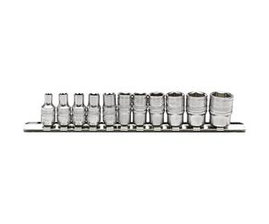 Draper 16488 Lot de 11 douilles carrées sur rail métallique Bleu 6,35 mm