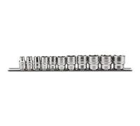Draper 16493 Lot de 11 douilles impériales carrées 3/8" sur rail métallique Bleu
