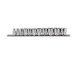 Draper 16493 Lot de 11 douilles impériales carrées 3/8" sur rail métallique Bleu