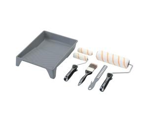 Draper 20787 Lot de 8 rouleaux de peinture et pinceaux en polyester à poils moyens avec prise en main douce, comprend des manchons de 10,2 cm et 22,9 cm, des cadres, un plateau de 22,9 cm, un pinceau