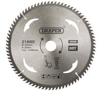 Draper 21685 Lame de Scie Circulaire au Carbure pour Bois, 255 x 30mm, 80T