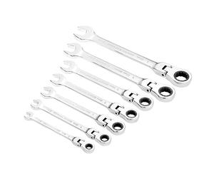 Draper 25396 Hi-Torq Jeu de 7 clés métriques à cliquet articulées avec clés plates