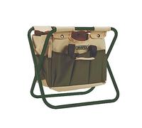 Draper 28052 2 en 1 Siège et Sac Pliables, Plusieurs Poches pour Outils de Jardin, Chaise de Rangement avec poignées