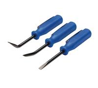 Draper 30598 Lot de 3 mini pieds-biche de poche 125 mm Bleu - Droit, 27° et 55° - Lames CRV, poignée en plastique avec clip de poche