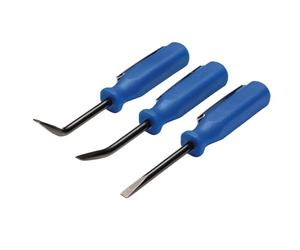 Draper 30598 Lot de 3 mini pieds-biche de poche 125 mm Bleu - Droit, 27° et 55° - Lames CRV, poignée en plastique avec clip de poche