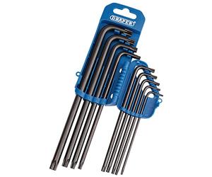 Draper 33748 Lot de 9 clés Allen extra longues Torx/Tx-Star Bleu
