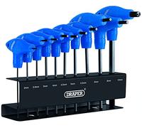 Draper 33869 Metric T-Handle Hexagon, Jeu d'Outils llen avec Crémaillère, 10 pièces