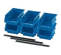 Draper 38114 Lot de 6 unités de rangement en plastique Bleu Taille M