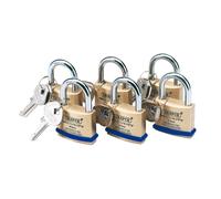 Draper 40mm Laiton Massif Cadenas Avec Acier Trempé Manille (Pack De 6) 67659