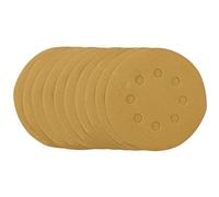 Draper 58340 Lot de 10 Disques Abrasifs Dorés avec Crochet et Boucle pour Meuleuse, Disque de Poncage 125 mm, Grain 240, Taille Unique