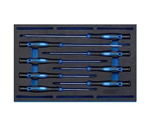 Draper 63399 Lot de 8 tournevis de précision extra longs avec plateau en EVA 1/4, Bleu