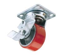 Draper 65524 100mm Diamètre Pivotant Plaque de Fixation PU Roue avec Frein S. L