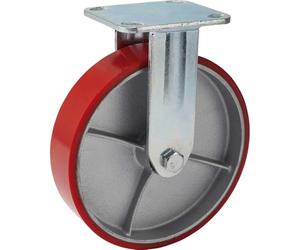 Draper 65534 200Mm Dia. Fixed Plate Fixing Heavy Duty Polyurethane Wheel - S.W.L. 500Kg