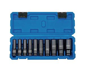 Draper 83096 Lot de 10 douilles métriques à impact profond 1/2"