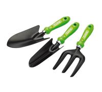 Draper 83972 Lot de 3 Outils à Main en Acier au Carbone Fourche, truelle et truelle de Transplantation, Vert