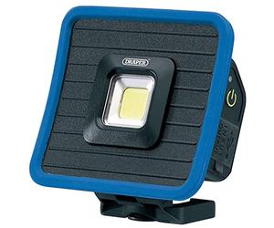 Draper 88595 COB LED Rechargeable Mini Projecteur et Power Bank avec Base Magnétique et Crochet de Suspension 10 W 1000 Lumens Câble USB-C Fourni sans Fil Bleu et Noir Taille Unique